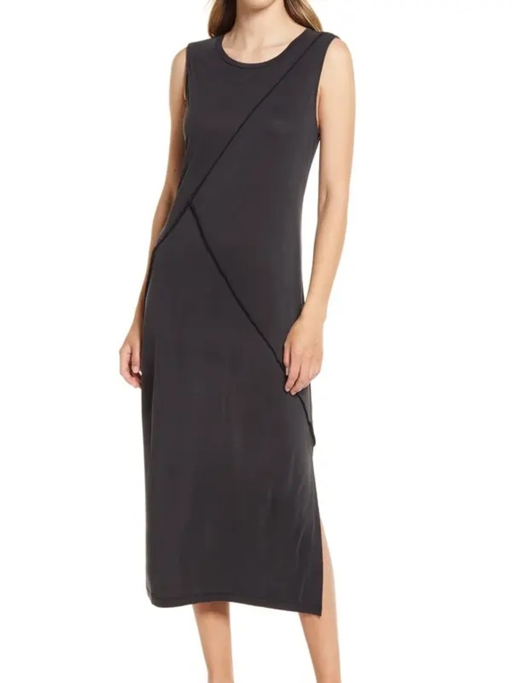 See You Monday Los Angeles NWT Black Exposed Seams Sleeveless Tank Maxi Dress